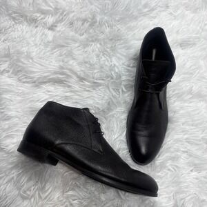 ZEGNA Italy Mens 10.5 EE Chukka Boots CURRENT Dark Mahogany Pebbled Leather Wide